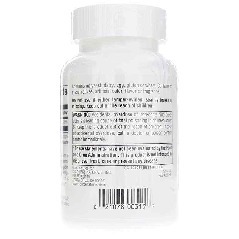 Iron 25 Mg, 250 Tablets, by Source Naturals, image #3