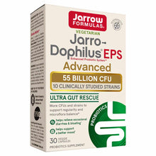Cream and red Jarrow Formulas box for Jarro-Dophilus EPS Advanced probiotic supplement with 30 veggie capsules.