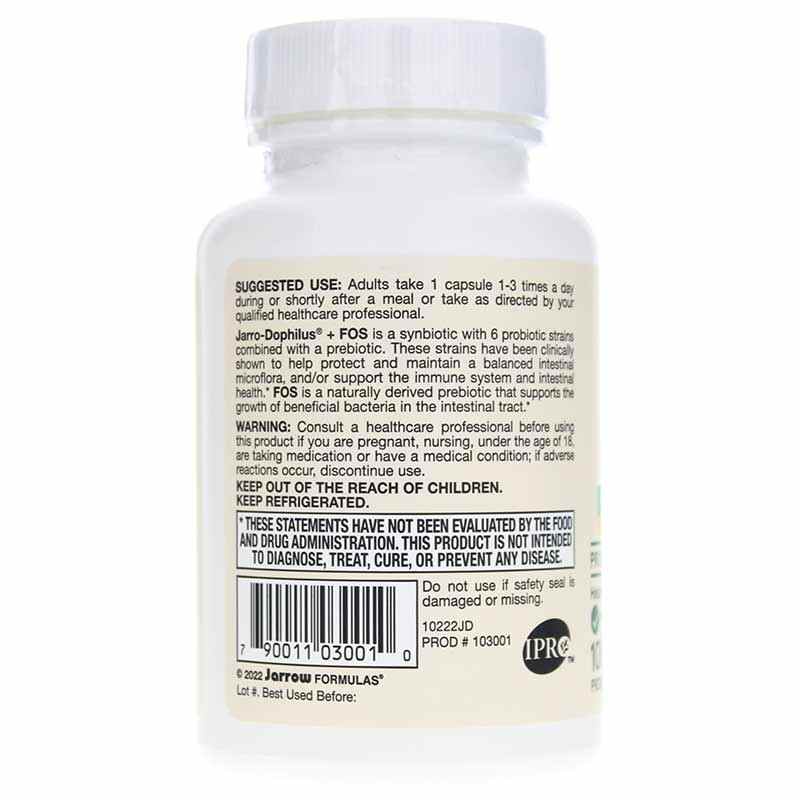 Jarro-Dophilus + FOS 3.4 Billion, 100 Veg Capsules, by Jarrow Formulas, image #3