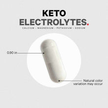White capsule supplement measuring 0.90 inches, containing calcium, magnesium, potassium, and sodium.