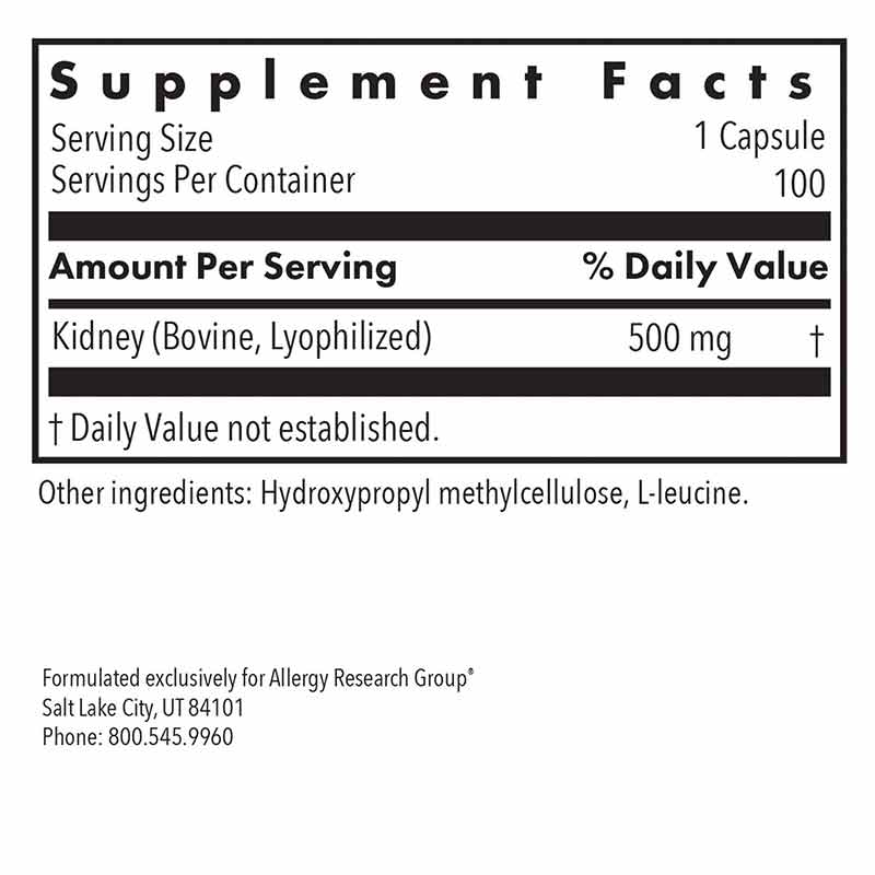 Kidney Beef Natural Glandular, Allergy Research Group Natural Healthy Concepts Kidney Beef Natural Glandular, Allergy Research Group Natural Healthy Concepts