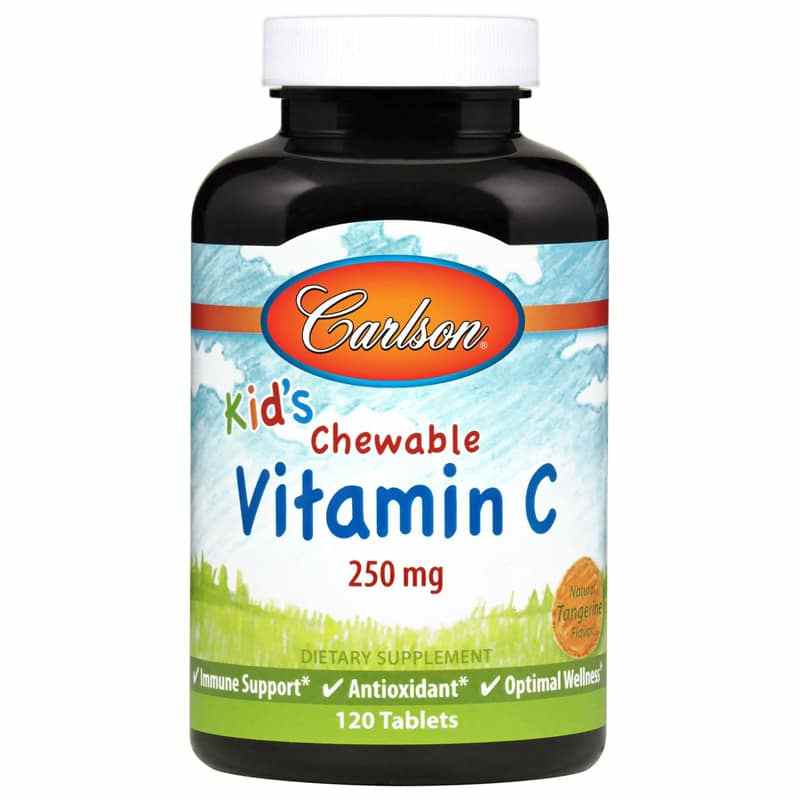 Kids Chewable Vitamin C with Natural Tangerine Flavor, 120 Tablets, by Carlson Labs