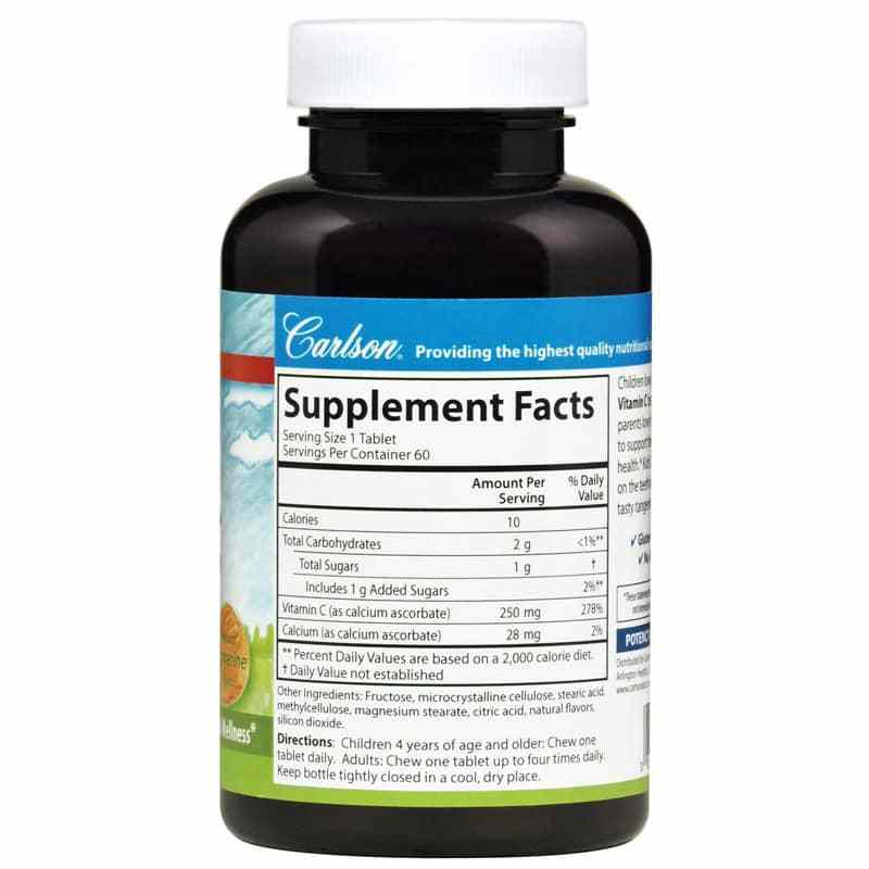 Kids Chewable Vitamin C with Natural Tangerine Flavor, 60 Tablets, by Carlson Labs, image #2