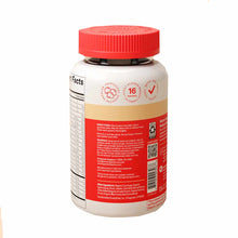 White bottle of SmartyPants Kids Plus Multi & Omegas vitamins with red cap and label showing nutrition facts.