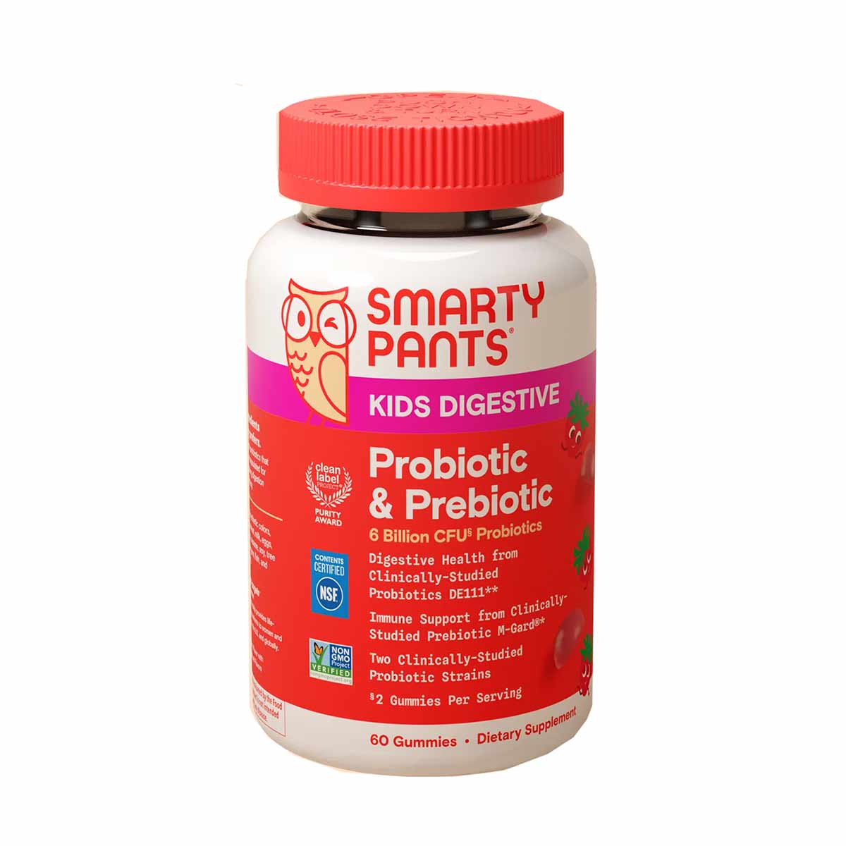 Kids Probiotic & Prebiotic Gummies Strawberry, by SmartyPants Vitamins