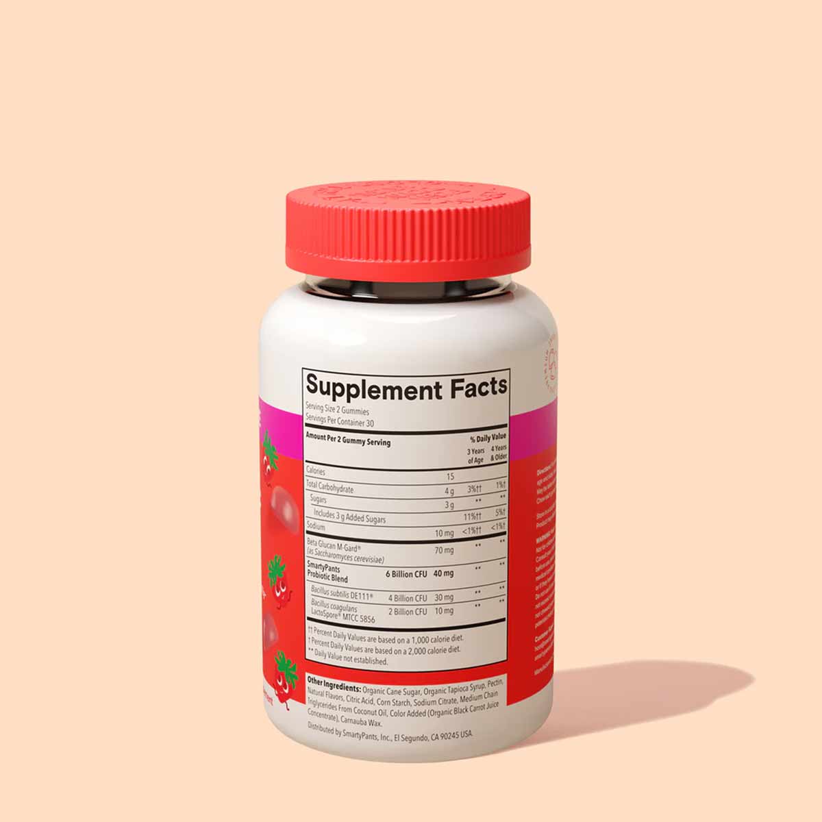 Kids Probiotic & Prebiotic Gummies Strawberry, by SmartyPants Vitamins