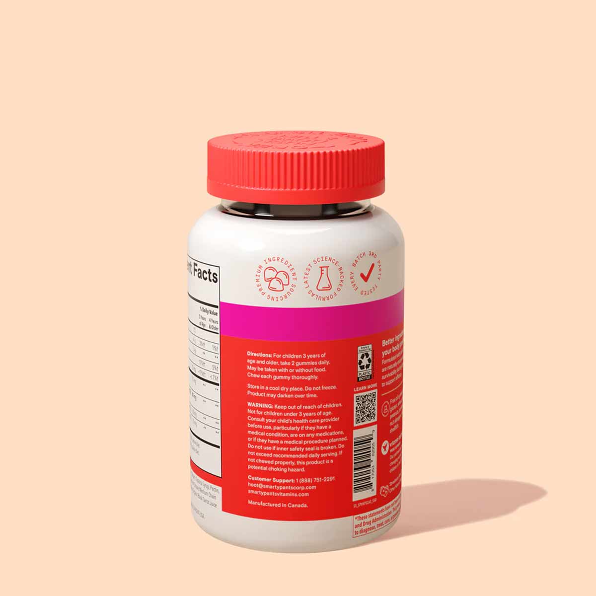 Kids Probiotic & Prebiotic Gummies Strawberry, by SmartyPants Vitamins