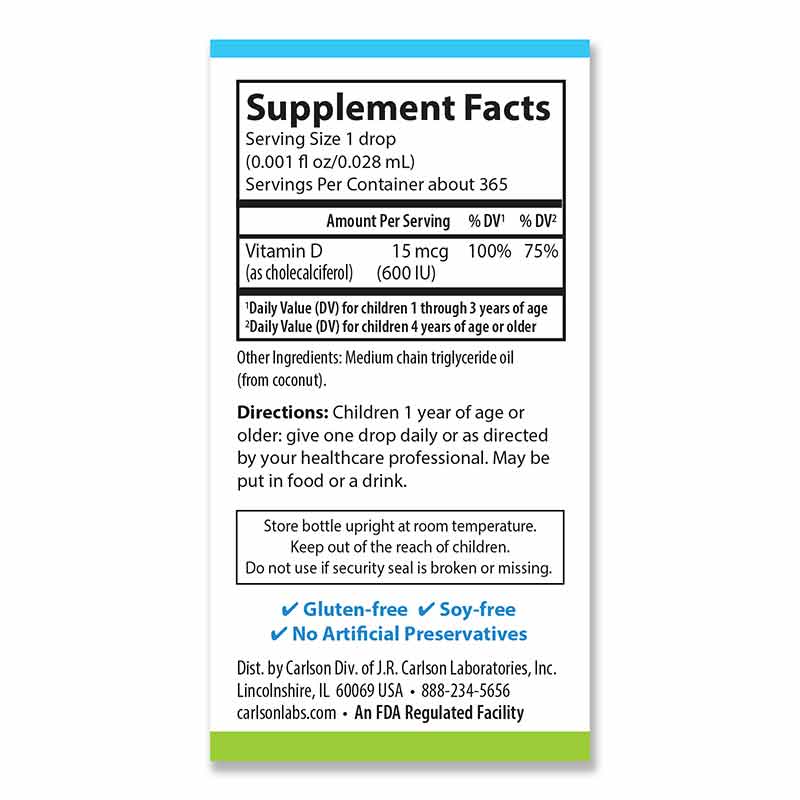 Kids Super Daily D3 600 IU Vitamin D Liquid, by Carlson Labs, image #2