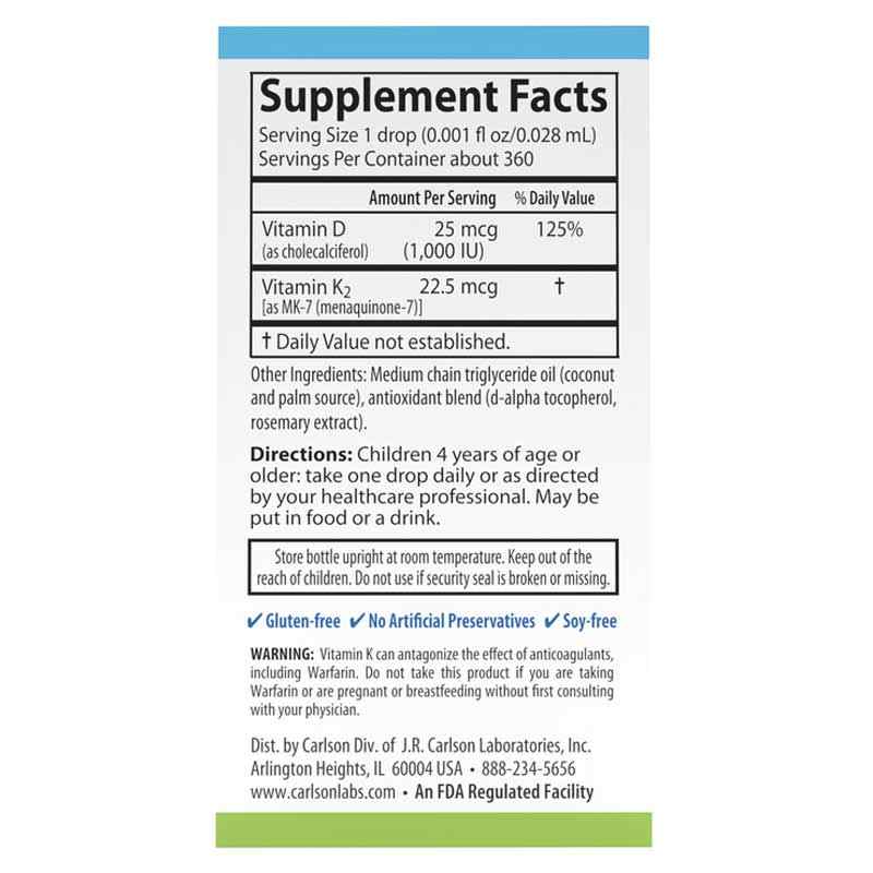 Kid's Super Daily D3 + K2, by Carlson Labs, image #3