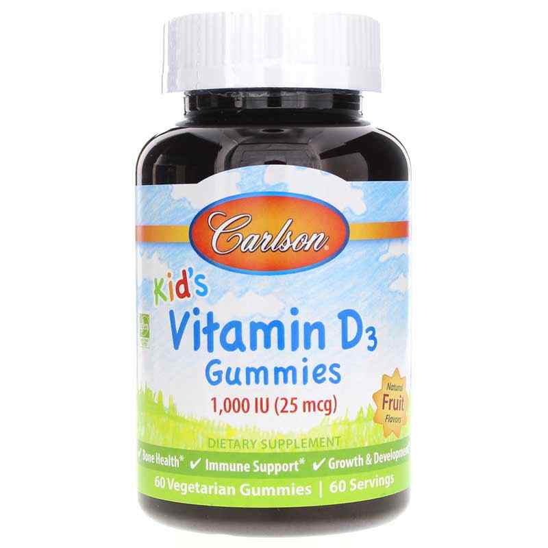 Kid's Vitamin D3 Gummies 1000 IU, Fruit, by Carlson Labs