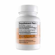 White bottle with tan label showing supplement facts for KPV capsules, 60 count, by Integrative Peptides.