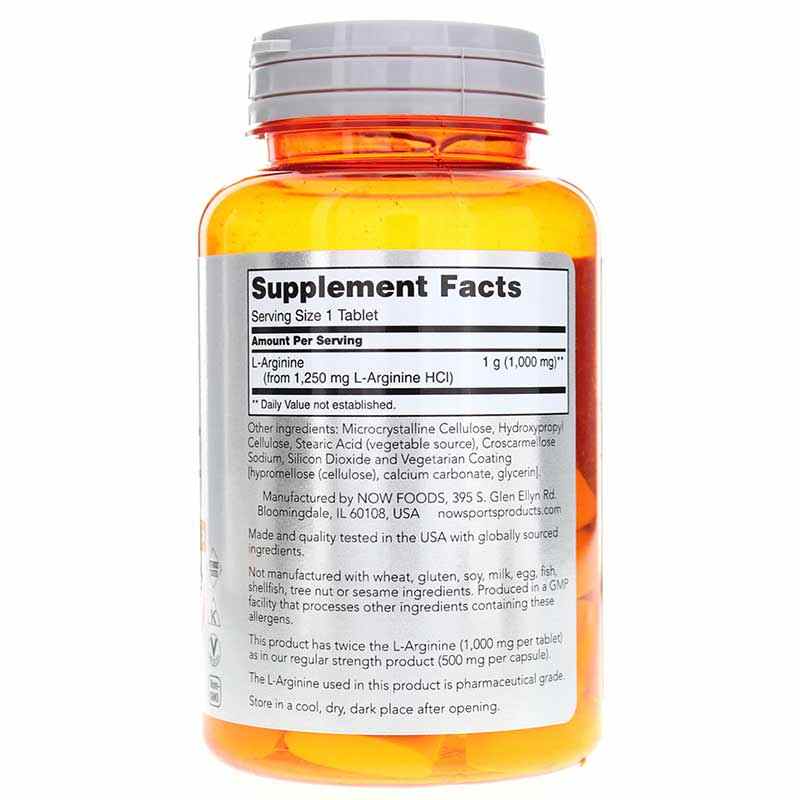 L-Arginine 1000 Mg Double Strength, 60 Tablets, by NOW Foods, image #2