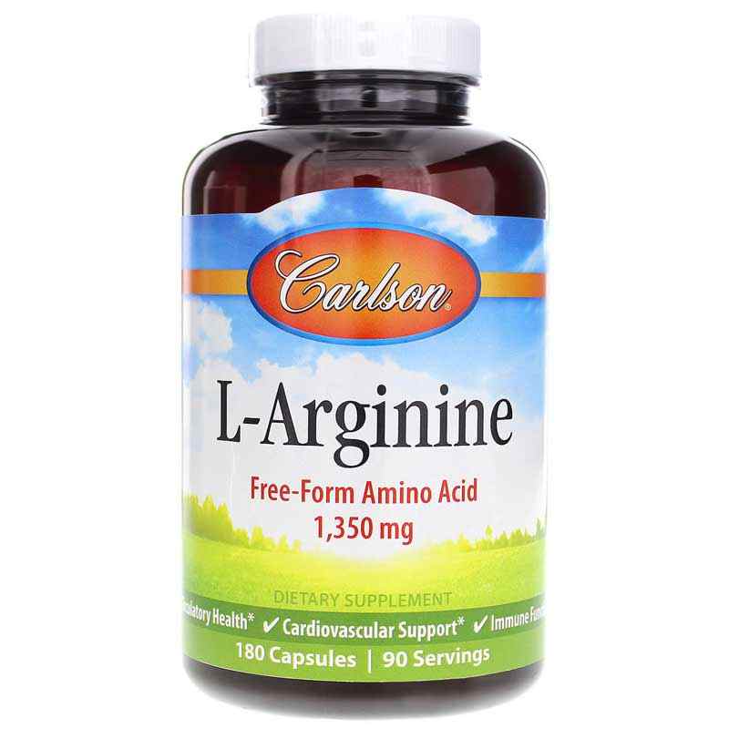 L-Arginine 1350 Mg, 180 Capsules, by Carlson Labs