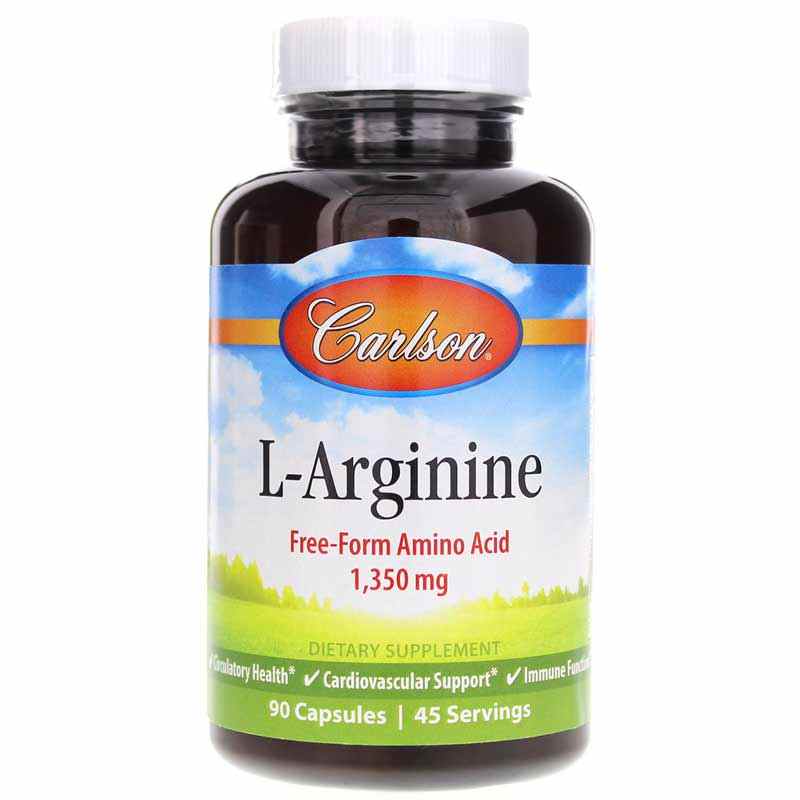L-Arginine 1350 Mg, 90 Capsules, by Carlson Labs