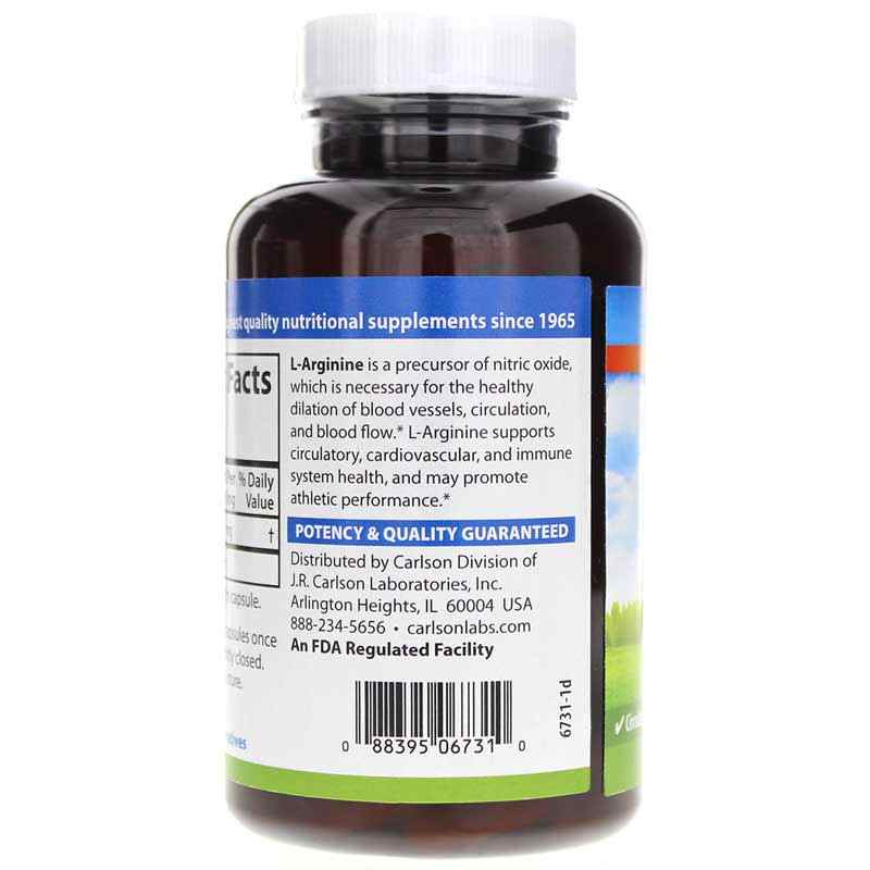 L-Arginine 1350 Mg, 90 Capsules, by Carlson Labs, image #3