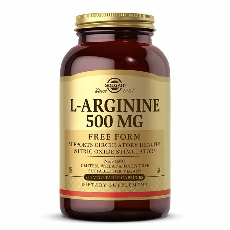 L-Arginine 500 Mg, 250 Veg Capsules, by Solgar