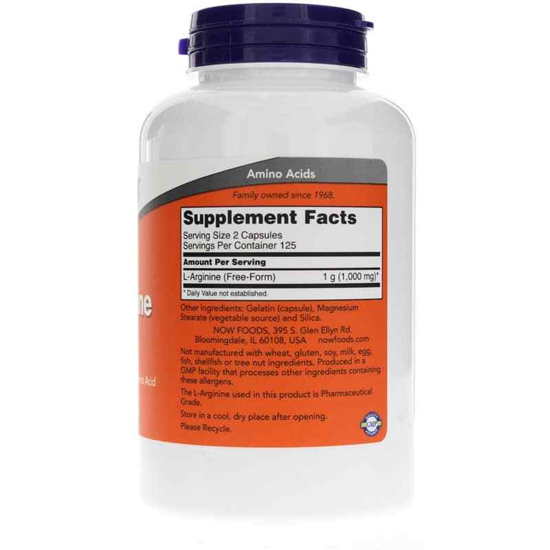 L-Arginine Capsules 500 Mg, 250 Capsules, by NOW Foods, image #2