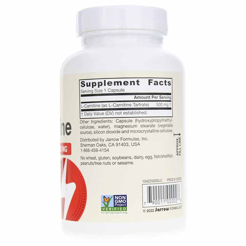 L-Carnitine 500 Mg, 100 Veg Capsules, by Jarrow Formulas, image #2