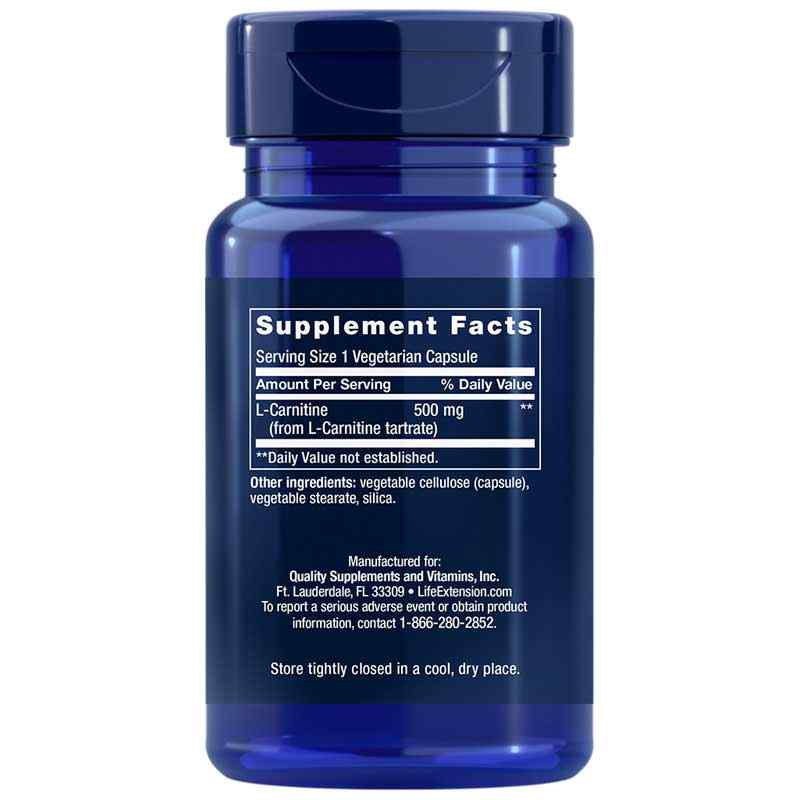 L-Carnitine 500 Mg, 30 Veg Capsules, by Life Extension L-Carnitine 500 Mg, 30 Veg Capsules, by Life Extension
