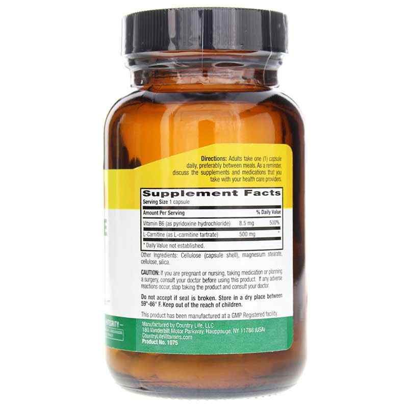 L-Carnitine Caps 500 Mg, Country Life Natural Healthy Concepts L-Carnitine Caps 500 Mg, Country Life Natural Healthy Concepts