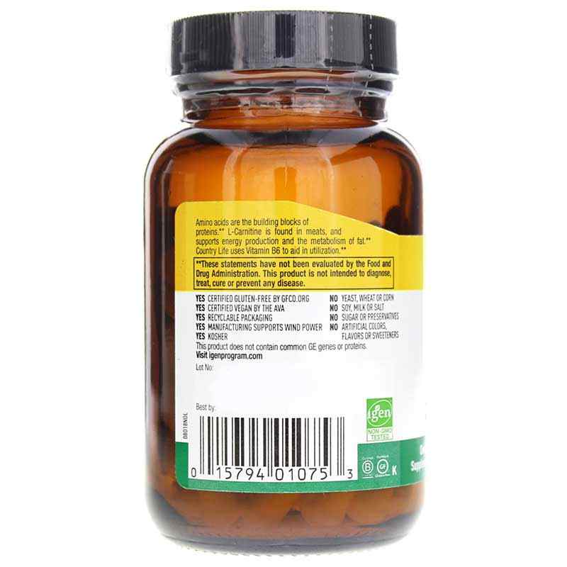 Country Life L-Carnitine Caps 500 mg - 60 Vegetarian Capsules Country Life L-Carnitine Caps 500 mg - 60 Vegetarian Capsules