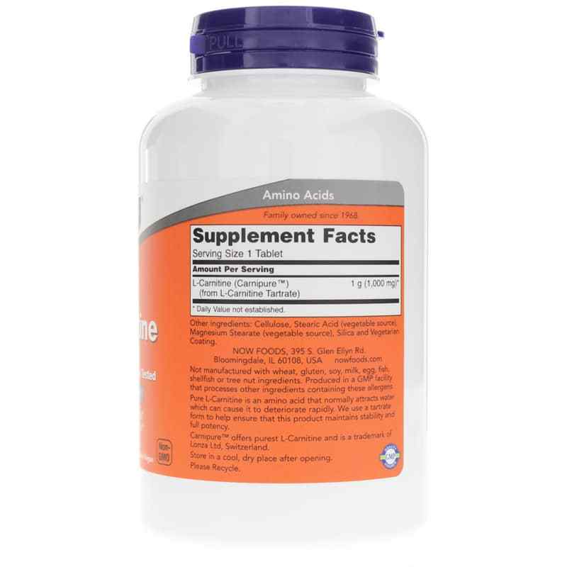 L-Carnitine Tablets 1000 Mg Double Strength, 100 Tablets, by NOW Foods, image #2