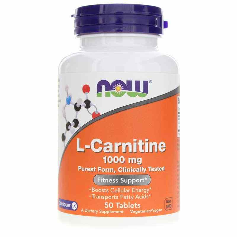 L-Carnitine Tablets 1000 Mg Double Strength, 50 Tablets, by NOW Foods