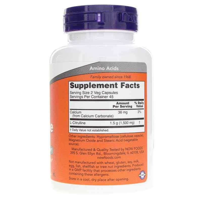 L-Citrulline 750 Mg, 90 Veg Capsules, by NOW Foods, image #2