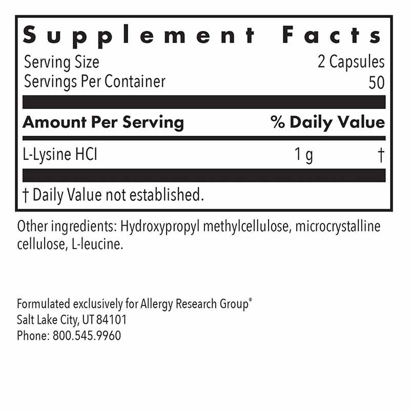 L-Lysine 500 Mg, by Allergy Research Group, image #3