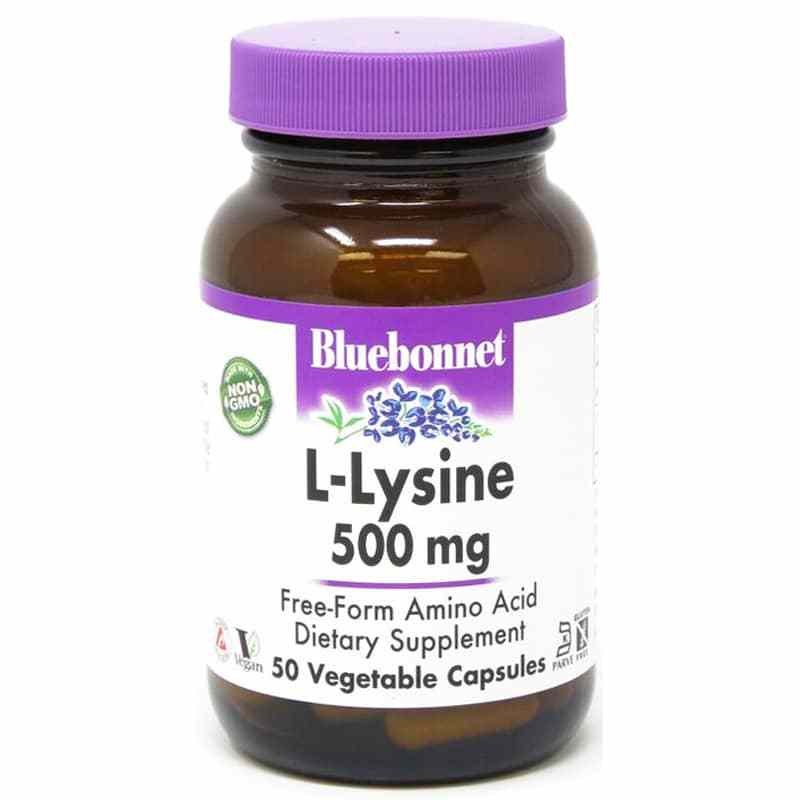 L-Lysine 500 Mg, 50 Veg Capsules, by Bluebonnet