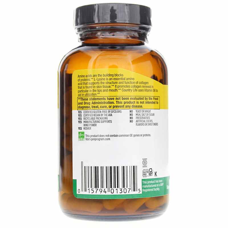 L-Lysine 500 Mg, 100 Vegan Capsules, by Country Life, image #3