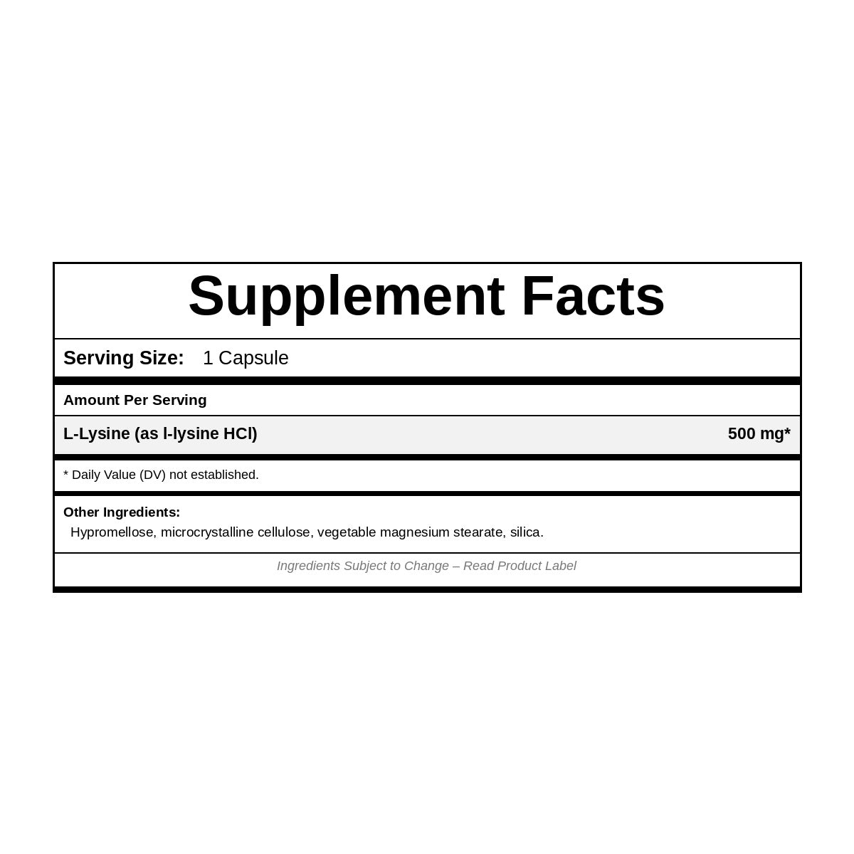 L-Lysine 500 Mg, 90 Capsules, by NutriDyn
