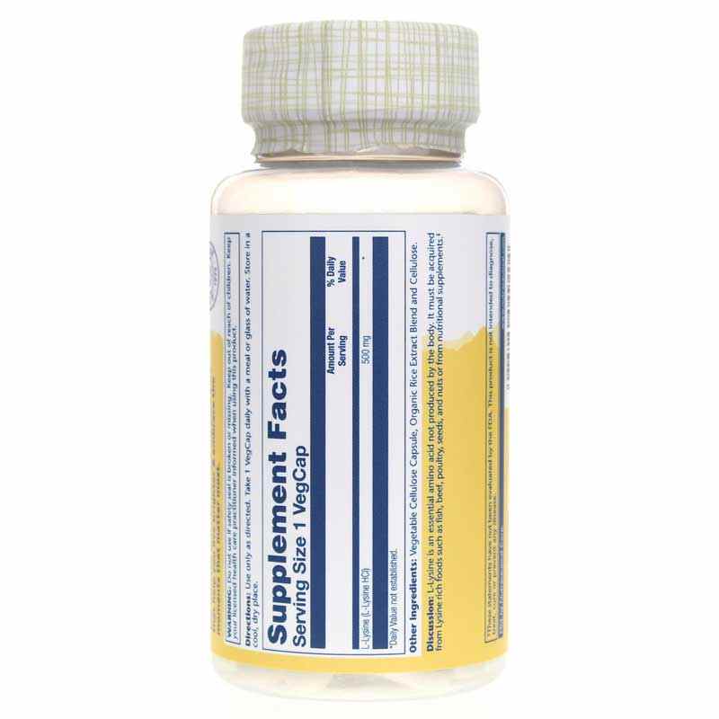 L-Lysine 500 Mg, 60 Veg Capsules, by Solaray, image #3