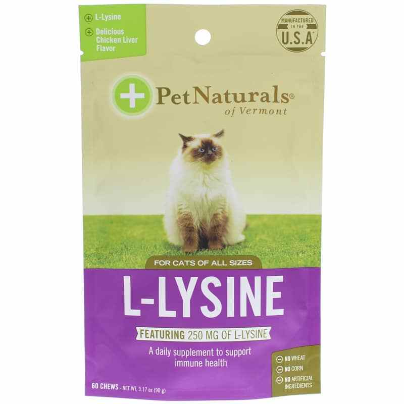 L-Lysine for Cats of All Sizes, 60 Chewables, by Pet Naturals Of Vermont