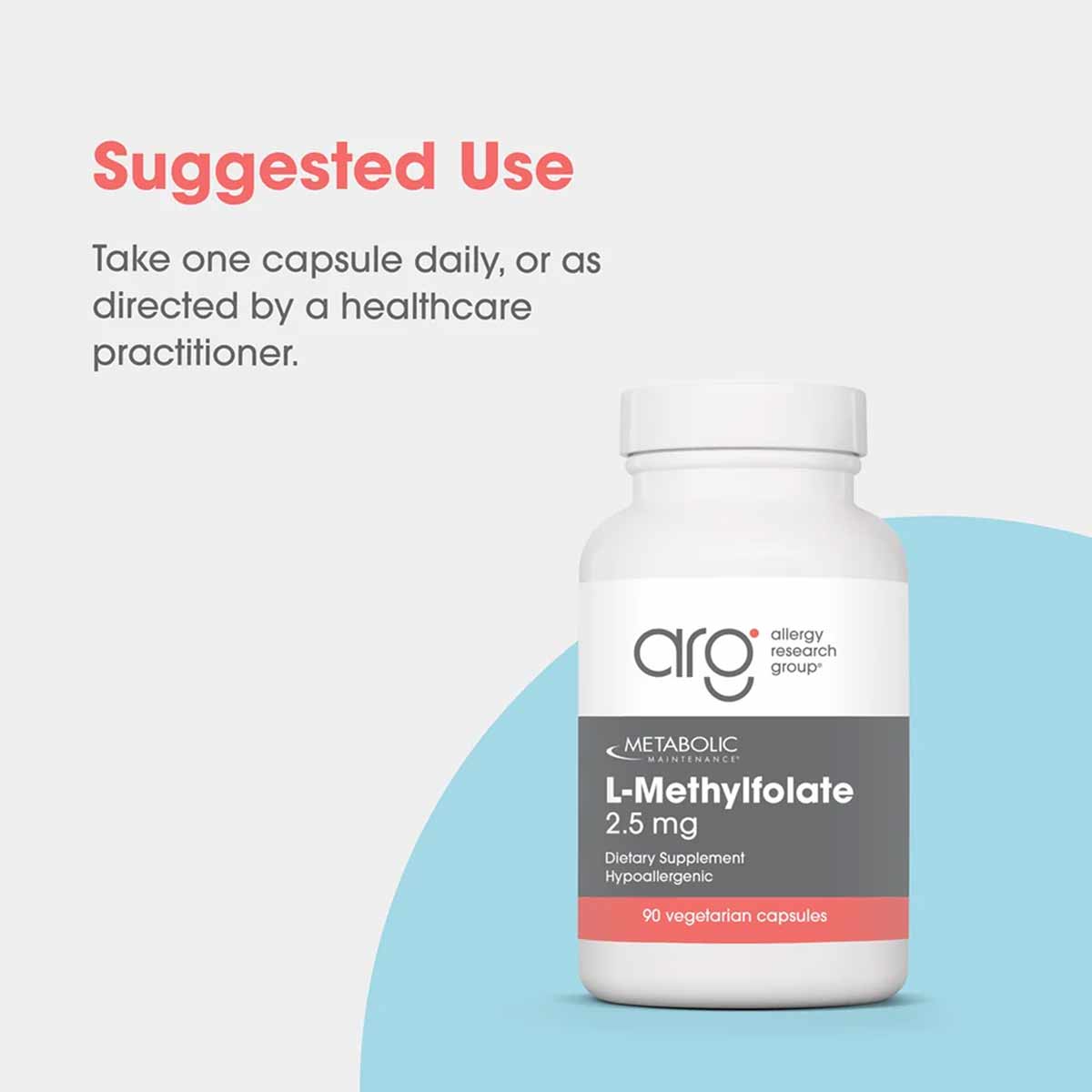 L-Methylfolate 2.5 Mg, 90 Capsules, by Allergy Research Group