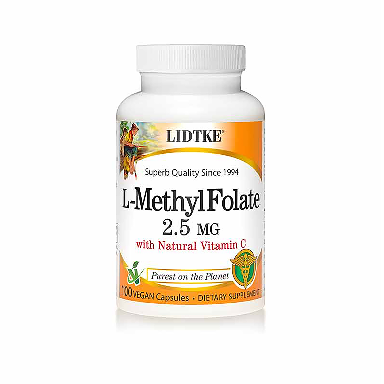 L-MethylFolate 2.5 Mg with Vitamin C, 100 Vegan Capsules, by Lidtke