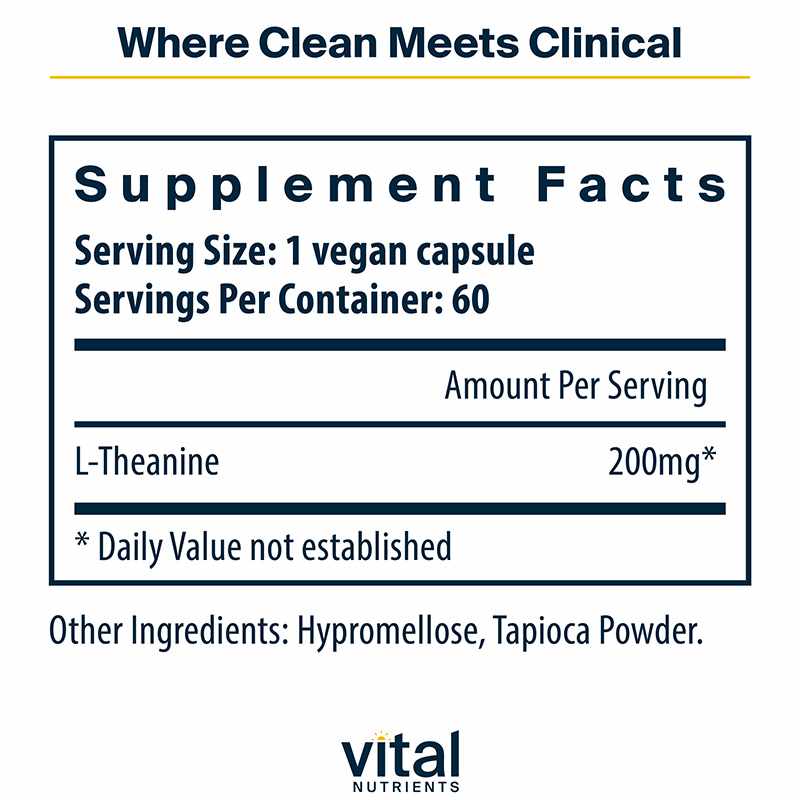 L-Theanine 200 Mg, 120 Capsules, by Vital Nutrients, image #2