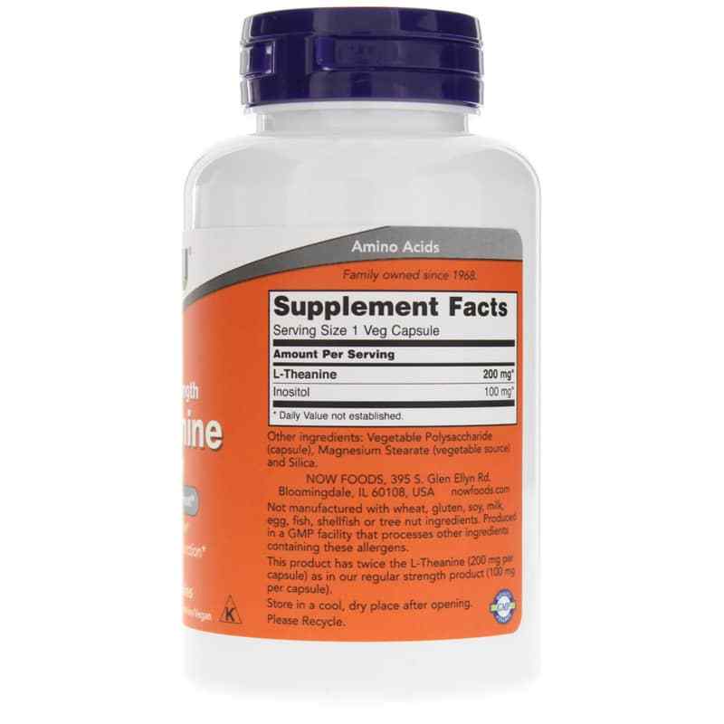 L-Theanine 200 Mg Double Strength, 120 Veg Capsules, by NOW Foods, image #2
