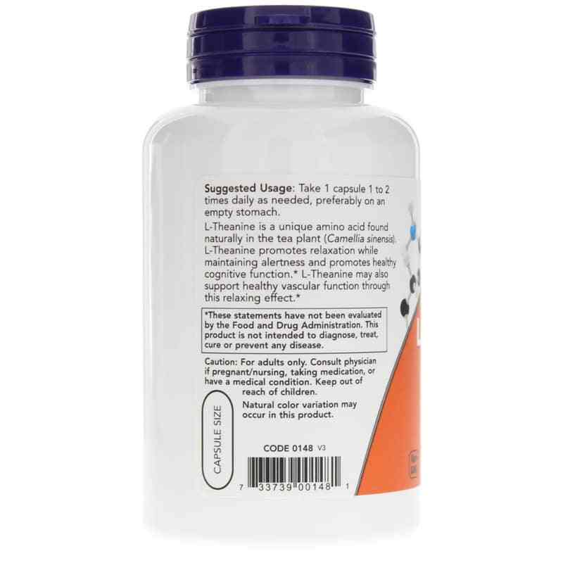 L-Theanine 200 Mg Double Strength, 120 Veg Capsules, by NOW Foods, image #3