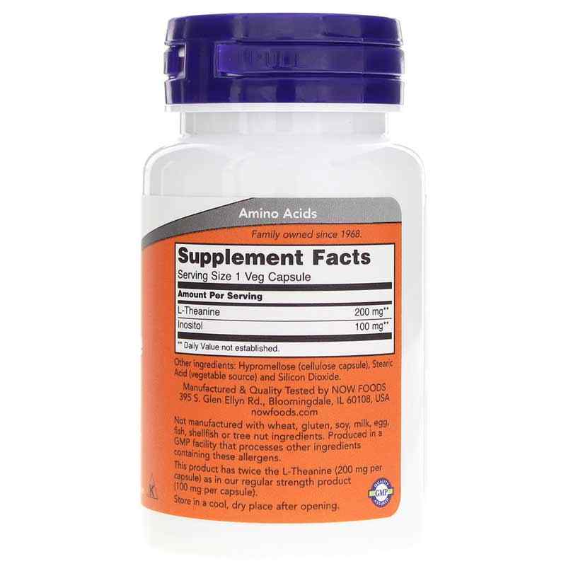 L-Theanine 200 Mg Double Strength, 60 Veg Capsules, by NOW Foods, image #2