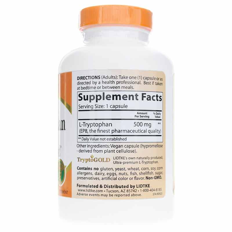 L-Tryptophan 500 Mg, 180 Vegan Capsules, by Lidtke, image #2