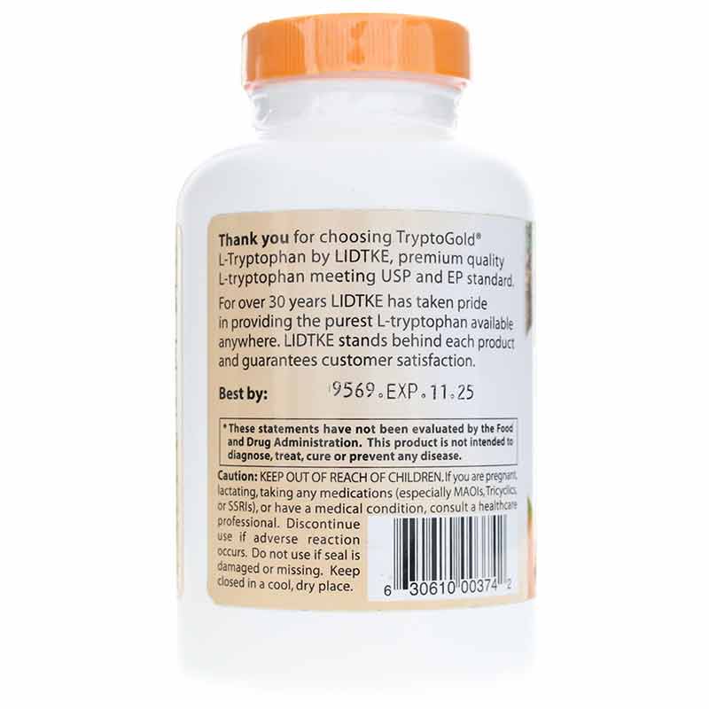 L-Tryptophan 500 Mg, 180 Vegan Capsules, by Lidtke, image #3
