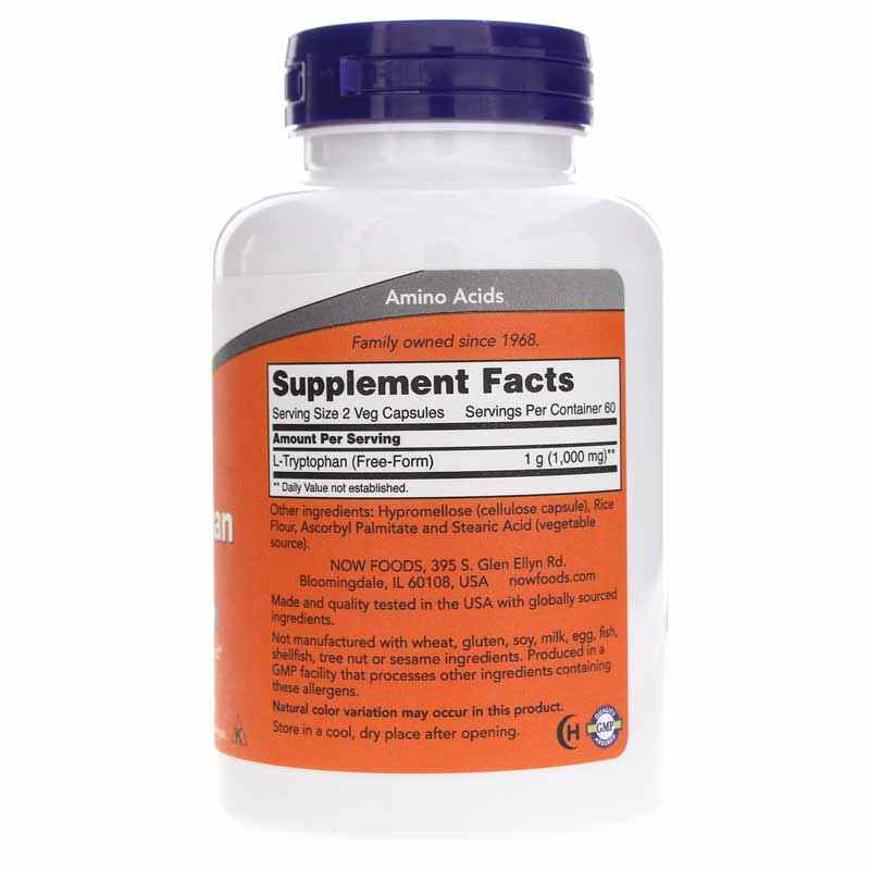 L-Tryptophan 500 Mg, 120 Veg Capsules, by NOW Foods, image #2