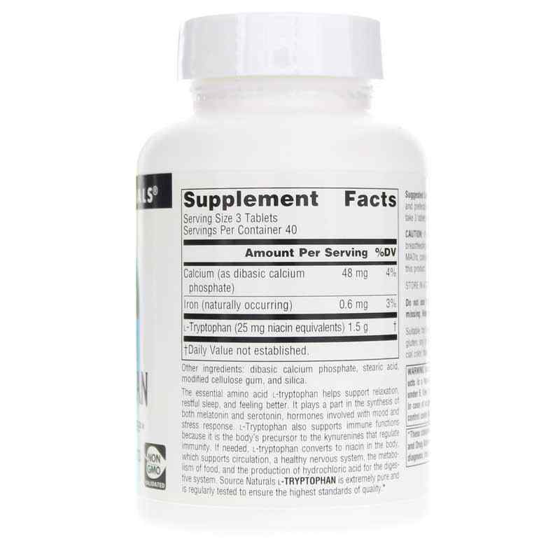 L-Tryptophan 500 Mg, by Source Naturals, image #2