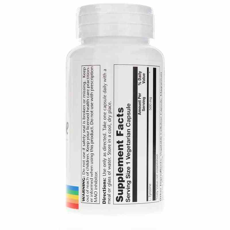 L-Tyrosine 500 Mg, 100 Veg Capsules, by Solaray, image #2