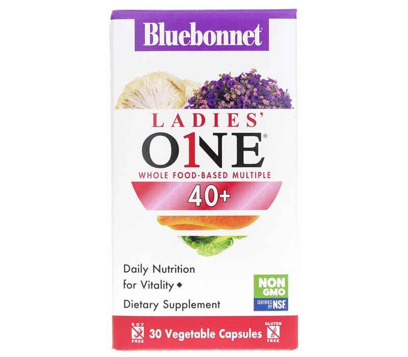 Ladies One 40+ Whole Food-Based Multiple, 30 Veg Capsules, by Bluebonnet