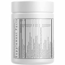 White supplement bottle with white cap displaying Codeage Leaky Gut Formula label with ingredient list and nutrition facts.