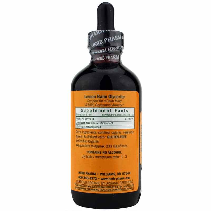 Lemon Balm Alcohol Free, 4 Oz, by Herb Pharm, image #2