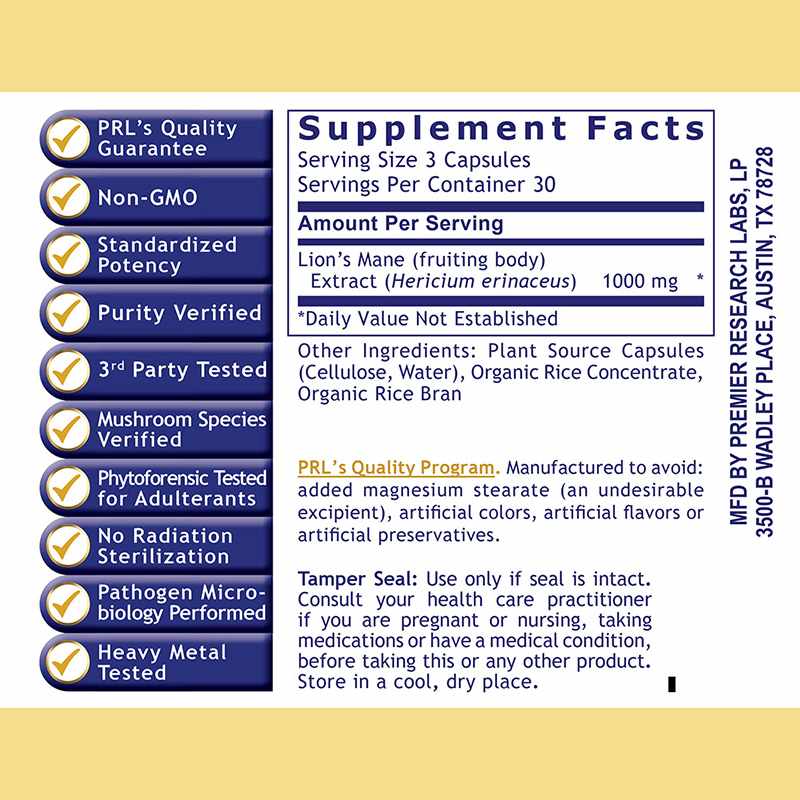 Lion's Mane, 90 Capsules, by Premier Research Labs, image #2