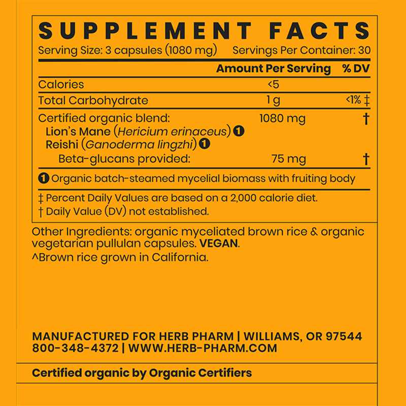 Lion's Mane Blend with Reishi, by Herb Pharm, image #2